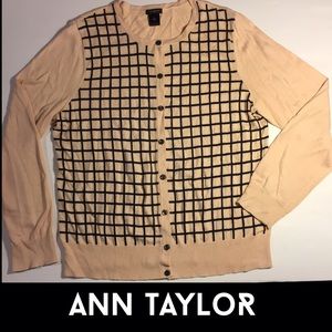 ANN TAYLOR XL Windowpane Cardigan soft lightwt